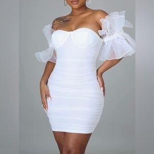 MESH Sleeve Dress for Women White